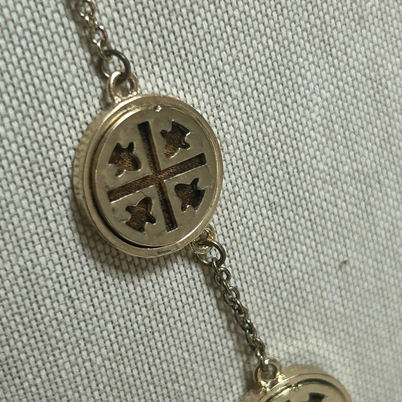 Tory Burch Gold and Silver Tone Medallion Necklace - Picture 3 of 4